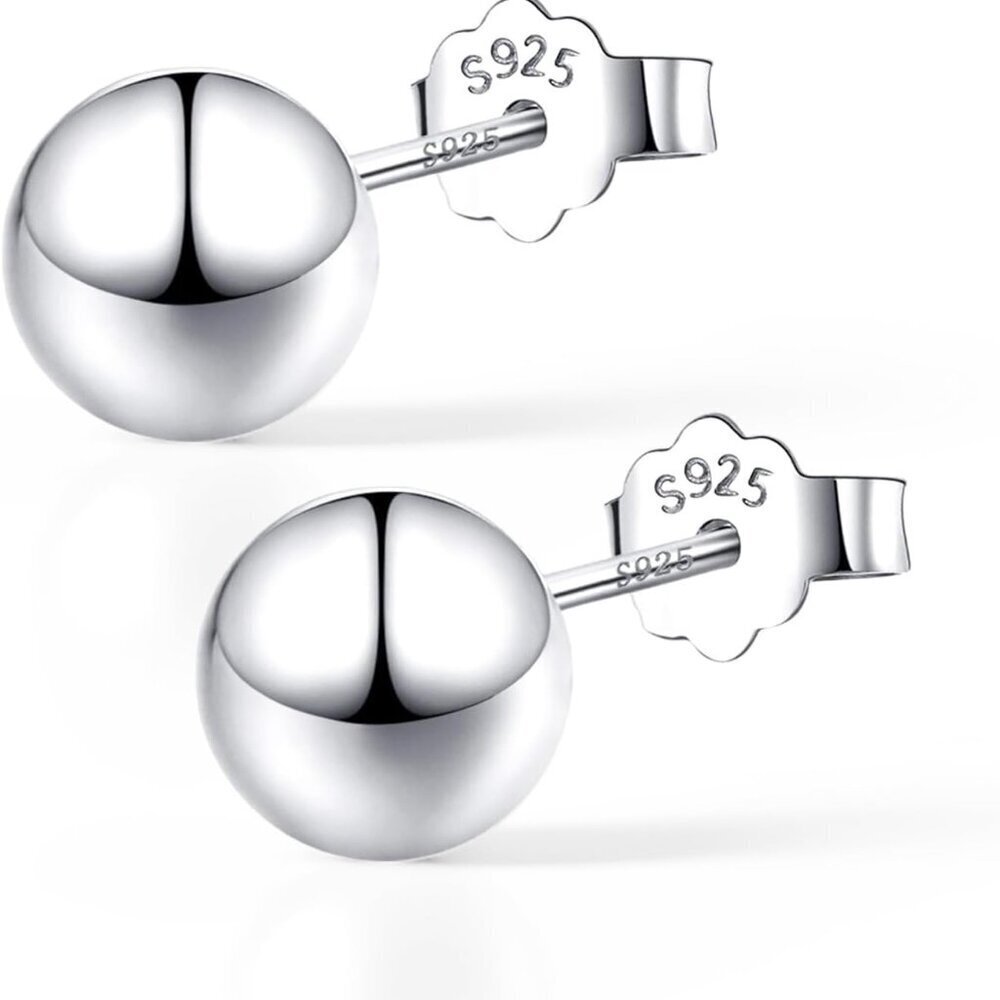Sterling Silver Ball Stud Earrings 3mm-10mm Hypoallergenic Jewelry for Women